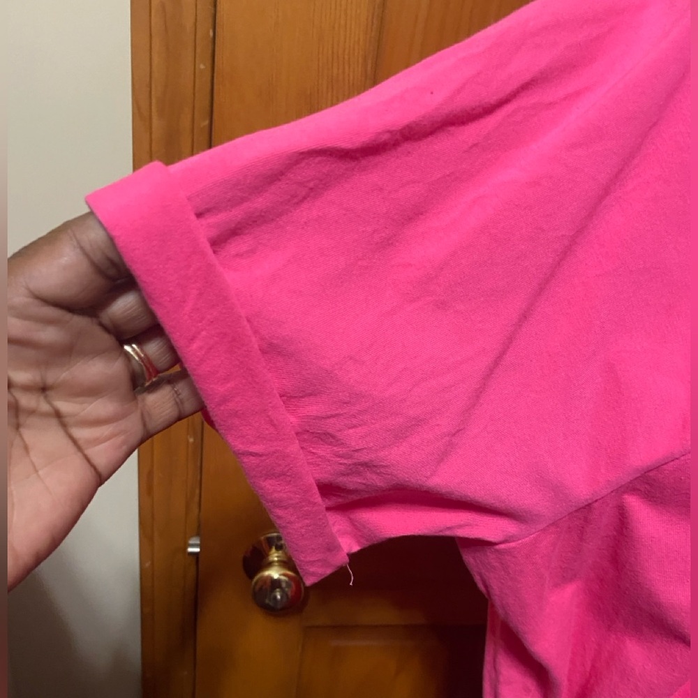 Plus Size Denim & Company Bright Pink Casual Dress - Picture 4 of 5